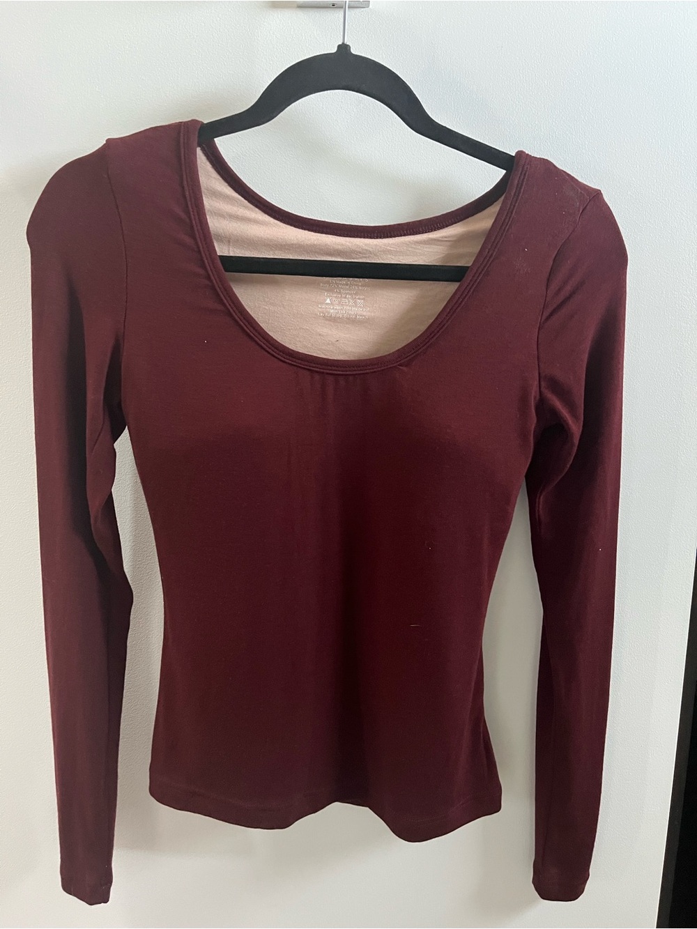 OGL Scoop Neck Long Sleeve Top - Deep Maroon